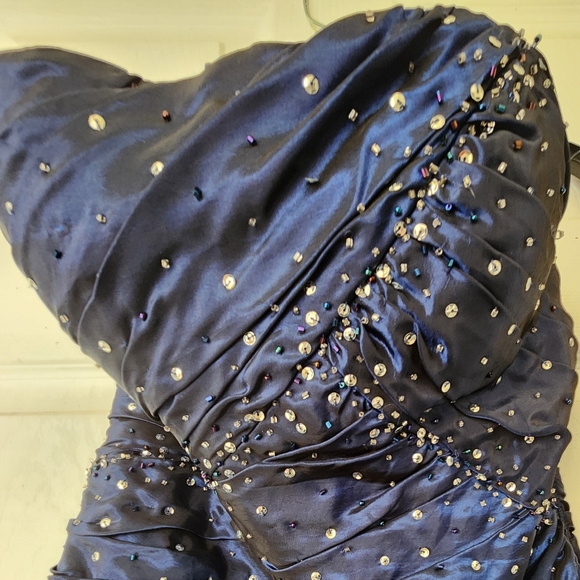 Jump Apparel Strapless Prom Navy Maxi Dress 3/4 - Picture 3 of 6